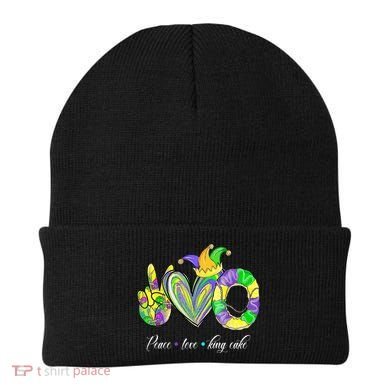 Peace Love King Cake Mardi Gras Beanie
