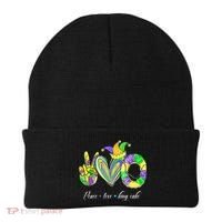 Peace Love King Cake Mardi Gras Beanie thumb 0