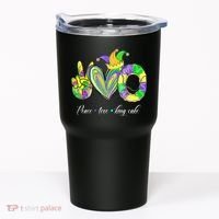 Peace Love King Cake Mardi Gras Tumbler thumb 0