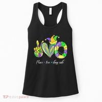 Peace Love King Cake Mardi Gras Women's Tank Top thumb 0
