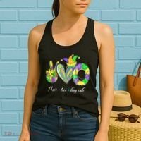 Peace Love King Cake Mardi Gras Women's Tank Top thumb 2