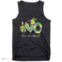 Peace Love King Cake Mardi Gras Tank Top thumb 0