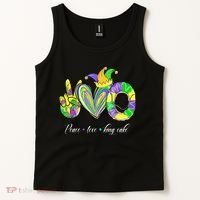 Peace Love King Cake Mardi Gras Tank Top thumb 2
