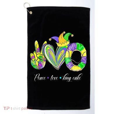 Peace Love King Cake Mardi Gras Golf Towel