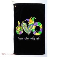 Peace Love King Cake Mardi Gras Golf Towel thumb 0