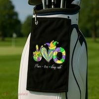 Peace Love King Cake Mardi Gras Golf Towel thumb 2