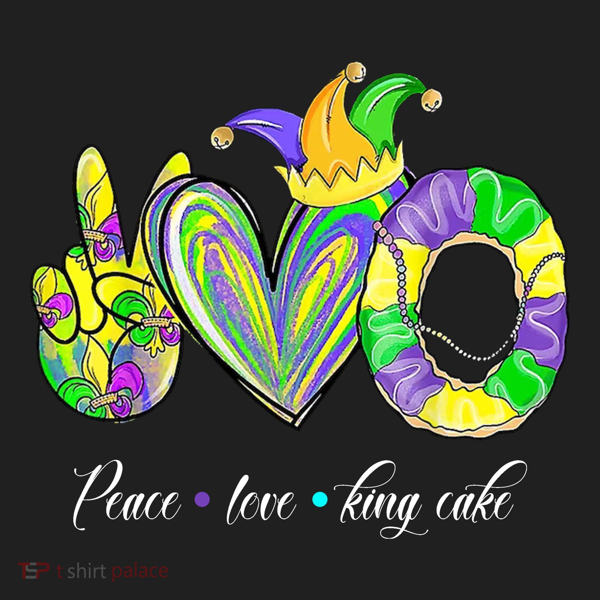 Peace Love King Cake Mardi Gras Golf Towel