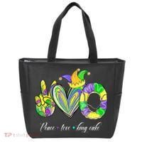 Peace Love King Cake Mardi Gras Tote Bag thumb 0