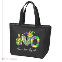 Peace Love King Cake Mardi Gras Tote Bag thumb 3