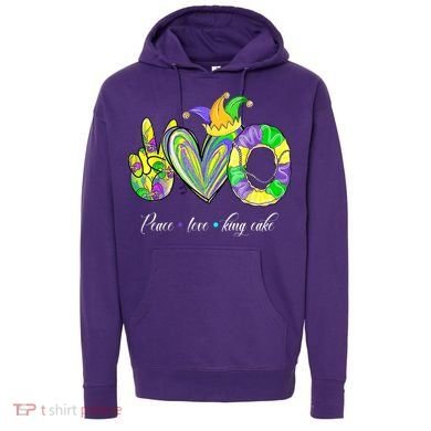Peace Love King Cake Mardi Gras Hoodie
