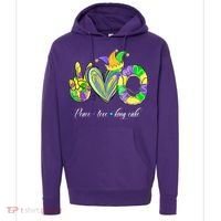 Peace Love King Cake Mardi Gras Hoodie thumb 0