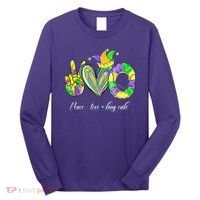 Peace Love King Cake Mardi Gras Long Sleeve Shirt thumb 0