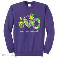Peace Love King Cake Mardi Gras Sweatshirt thumb 0