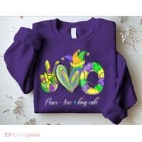 Peace Love King Cake Mardi Gras Sweatshirt thumb 2