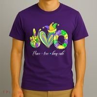 Peace Love King Cake Mardi Gras T-Shirt thumb 3
