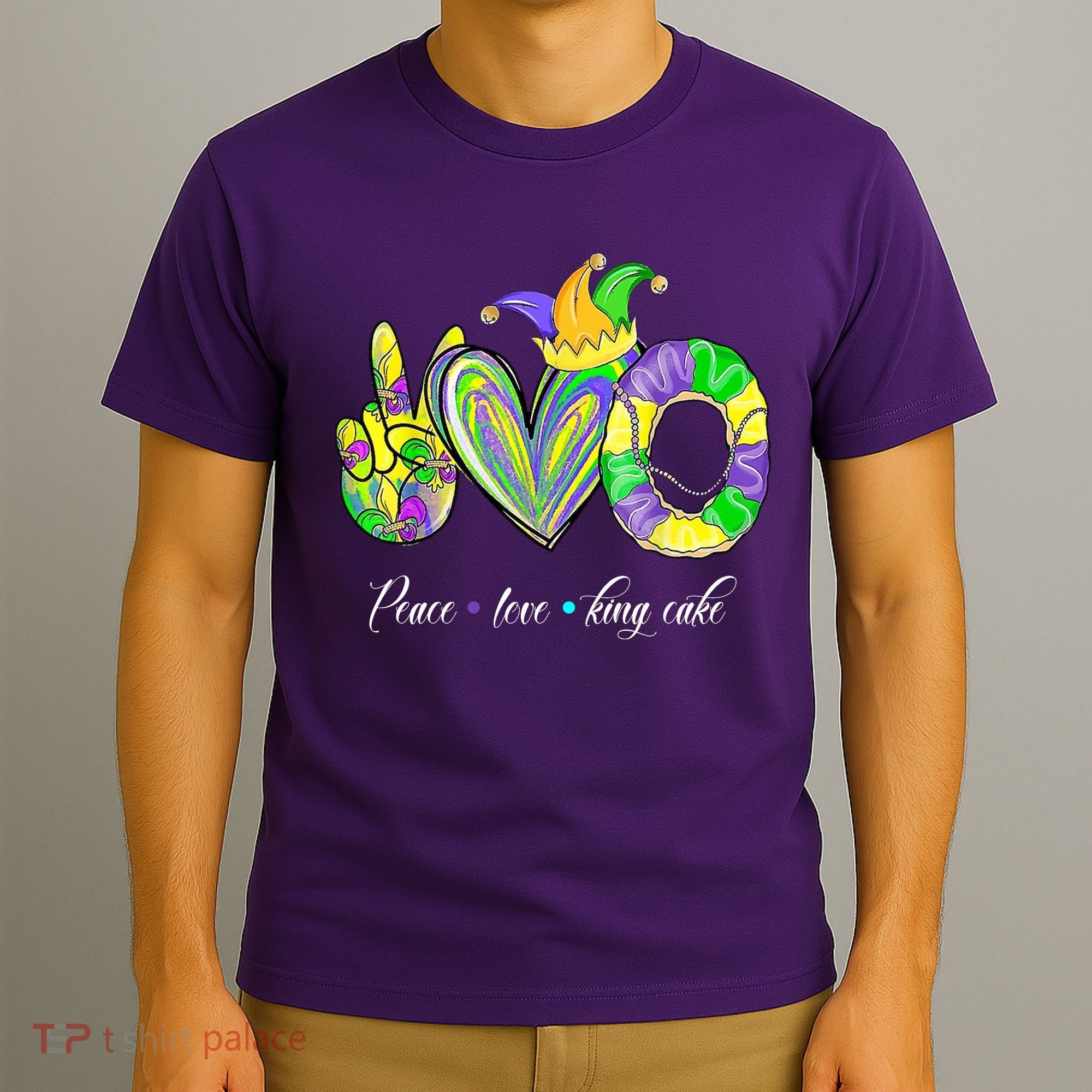 Peace Love King Cake Mardi Gras T-Shirt