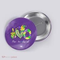 Peace Love King Cake Mardi Gras Button thumb 0