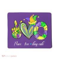 Peace Love King Cake Mardi Gras Mousepad thumb 0