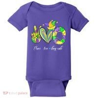 Peace Love King Cake Mardi Gras Baby Bodysuit thumb 0