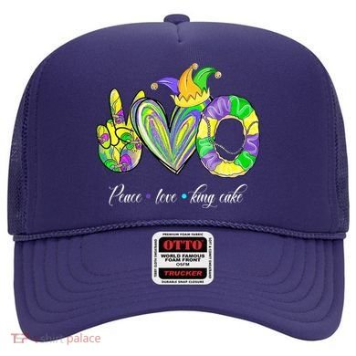 Peace Love King Cake Mardi Gras Hat