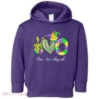 Peace Love King Cake Mardi Gras Toddler Hoodie thumb 0