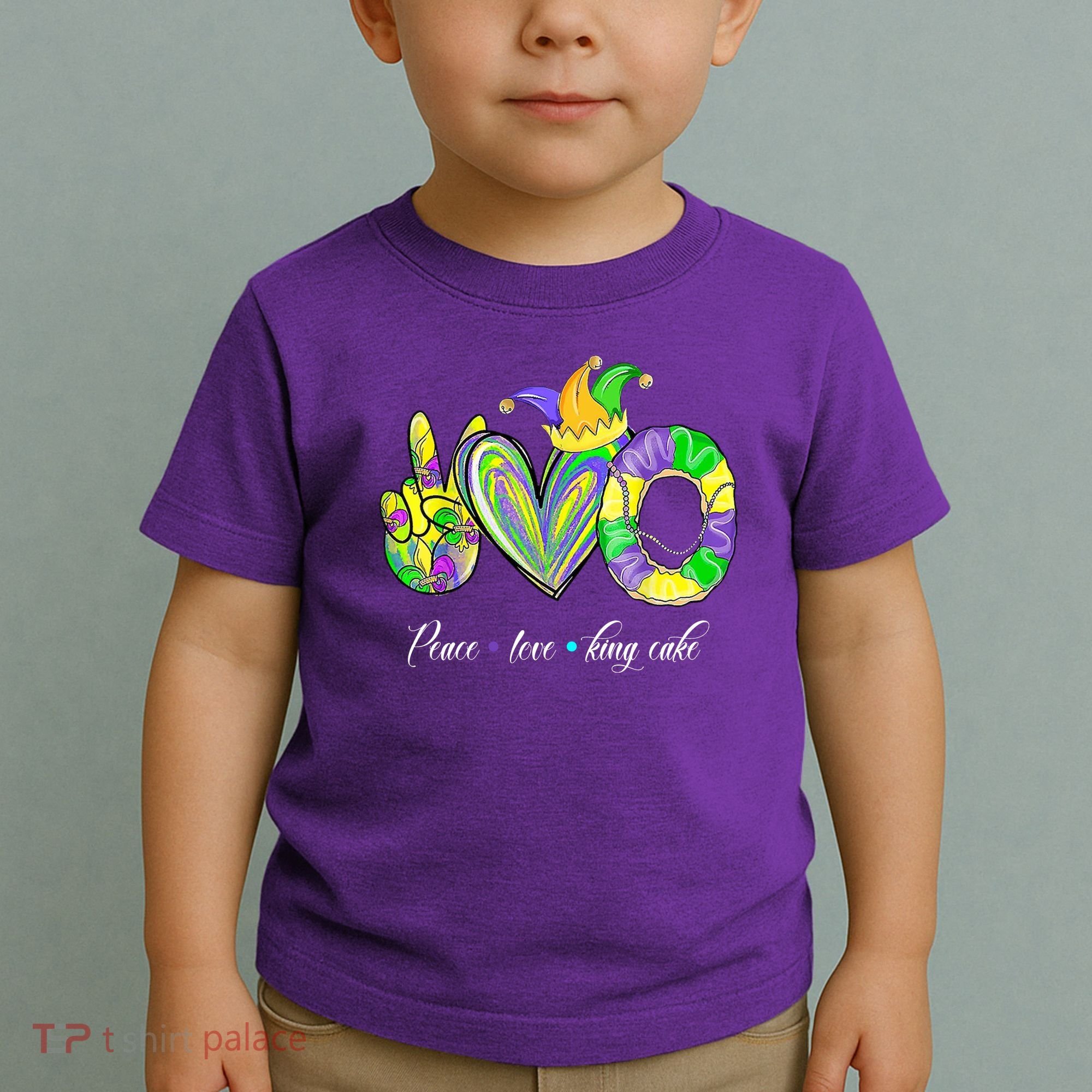 Peace Love King Cake Mardi Gras Toddler T-Shirt