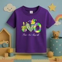 Peace Love King Cake Mardi Gras Toddler T-Shirt thumb 3