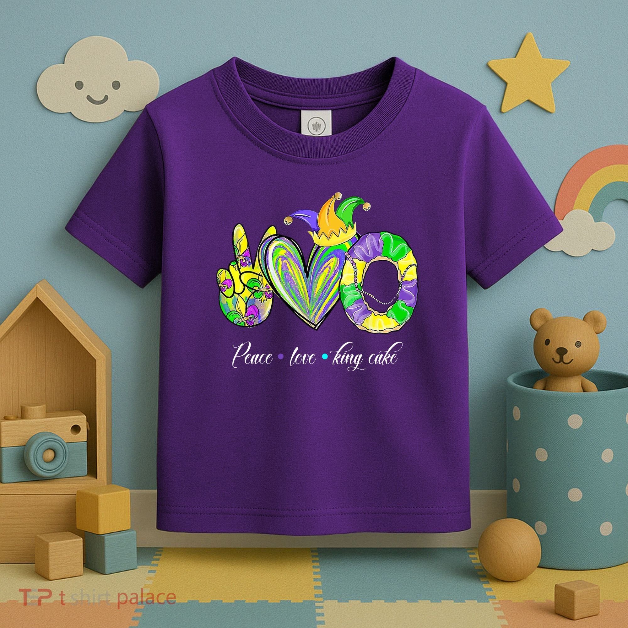 Peace Love King Cake Mardi Gras Toddler T-Shirt
