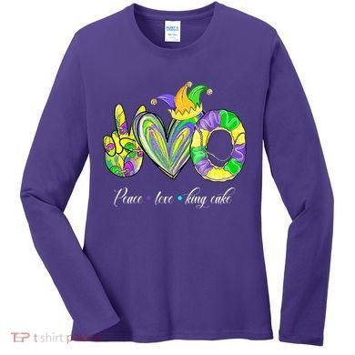 Peace Love King Cake Mardi Gras Women's Long Sleeve Shirt