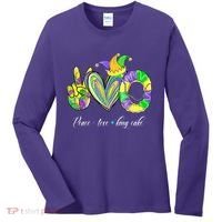 Peace Love King Cake Mardi Gras Women's Long Sleeve Shirt thumb 0