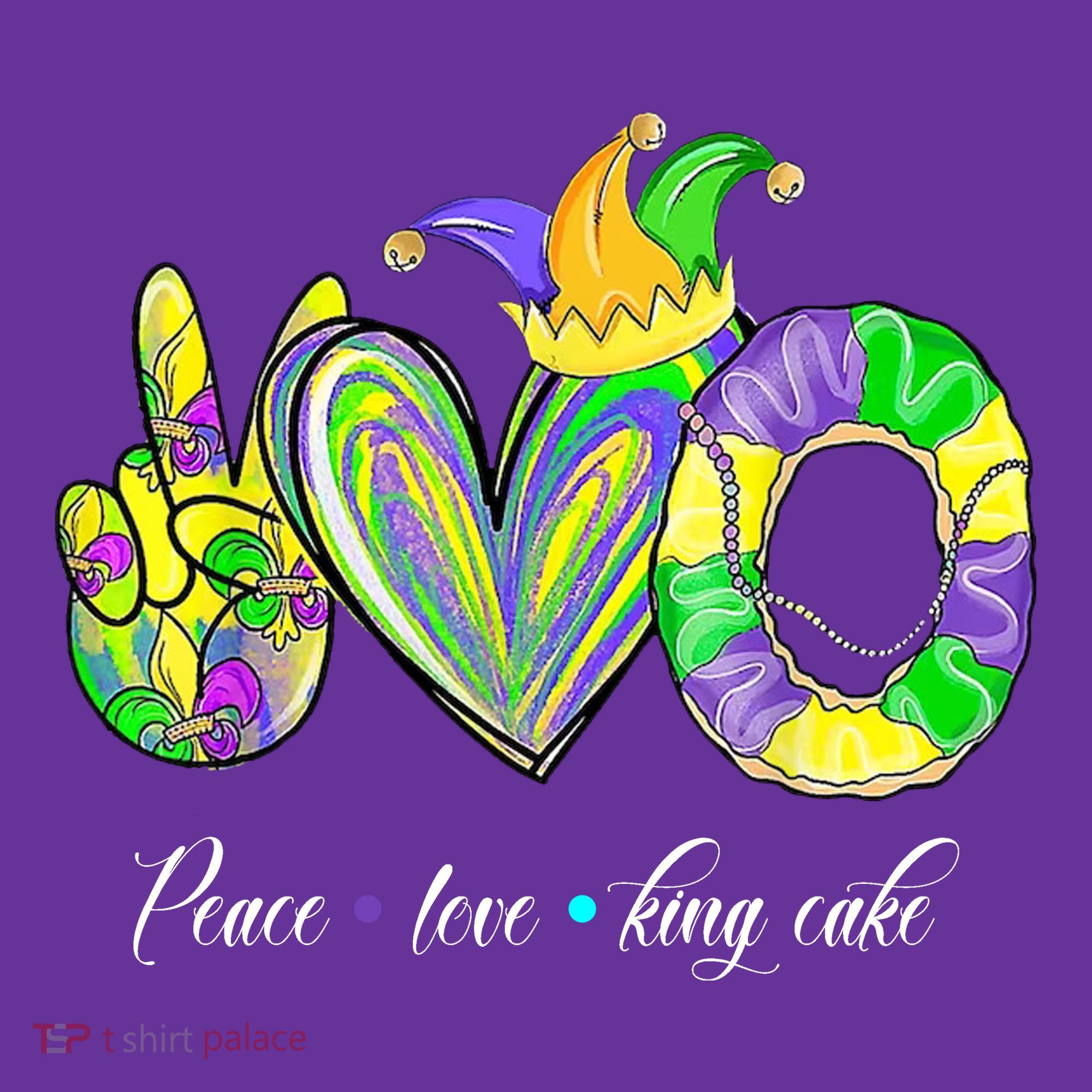 Peace Love King Cake Mardi Gras Women's Long Sleeve Shirt