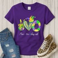 Peace Love King Cake Mardi Gras Women's T-Shirt thumb 3