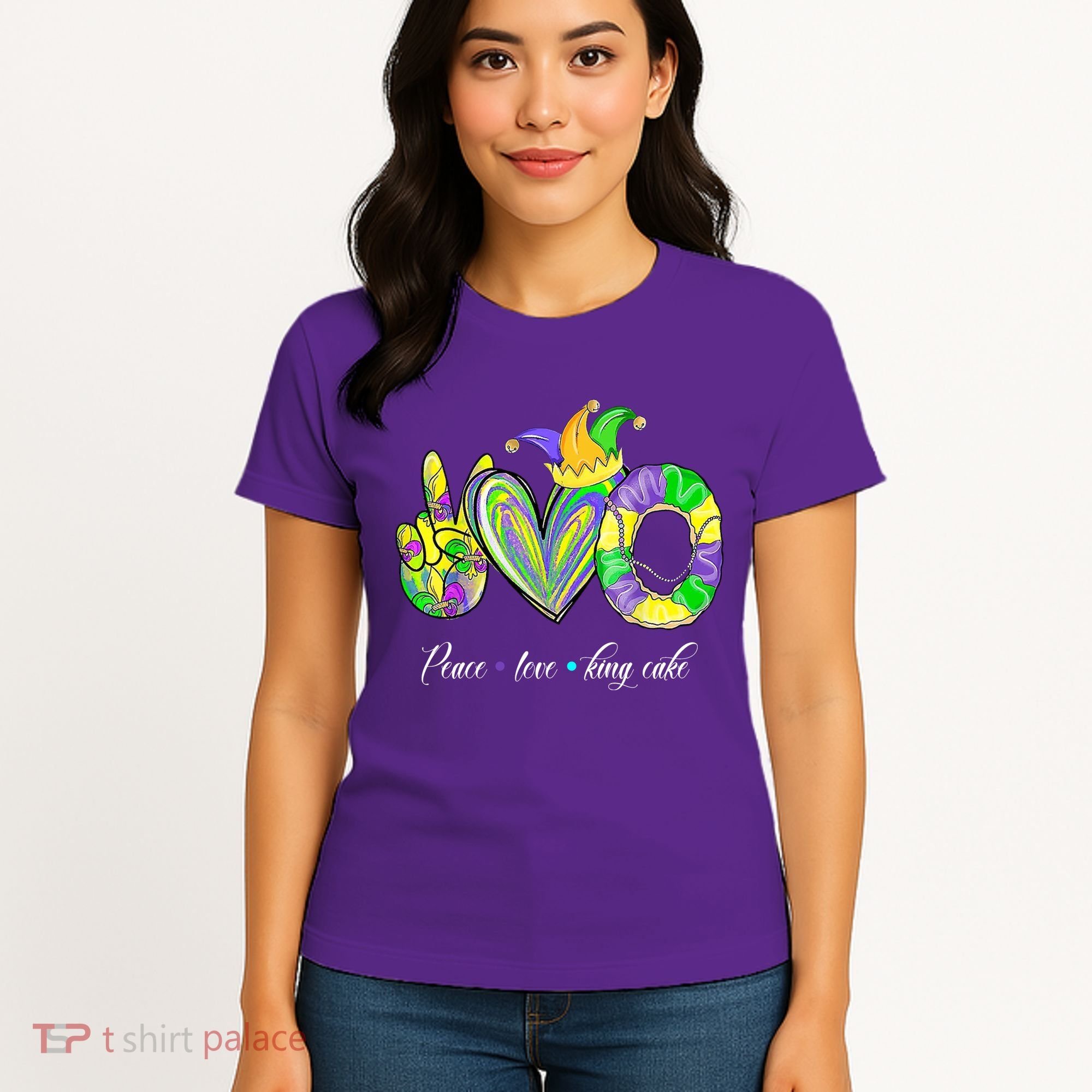 Peace Love King Cake Mardi Gras Women's T-Shirt