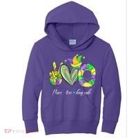 Peace Love King Cake Mardi Gras Kids Hoodie thumb 0