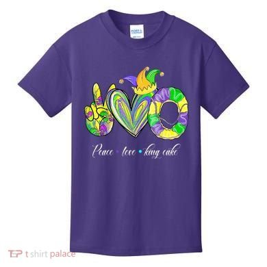 Peace Love King Cake Mardi Gras Kids T-Shirt