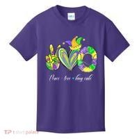 Peace Love King Cake Mardi Gras Kids T-Shirt thumb 0