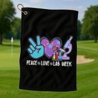 Peace Love Lab Week Science Fan Golf Towel thumb 1