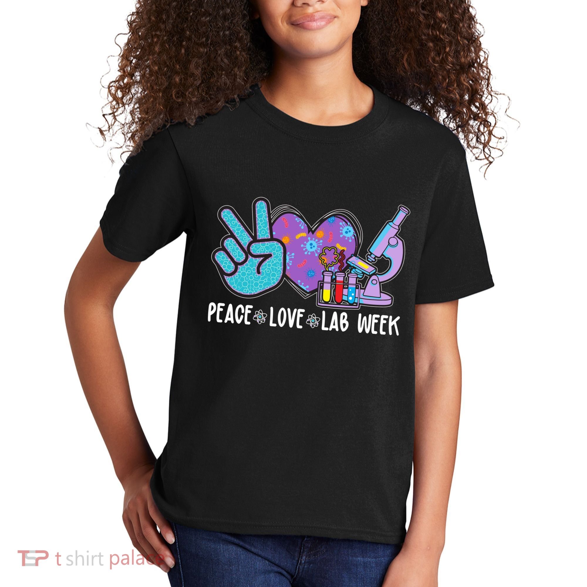 Peace Love Lab Week Science Fan Kids T-Shirt