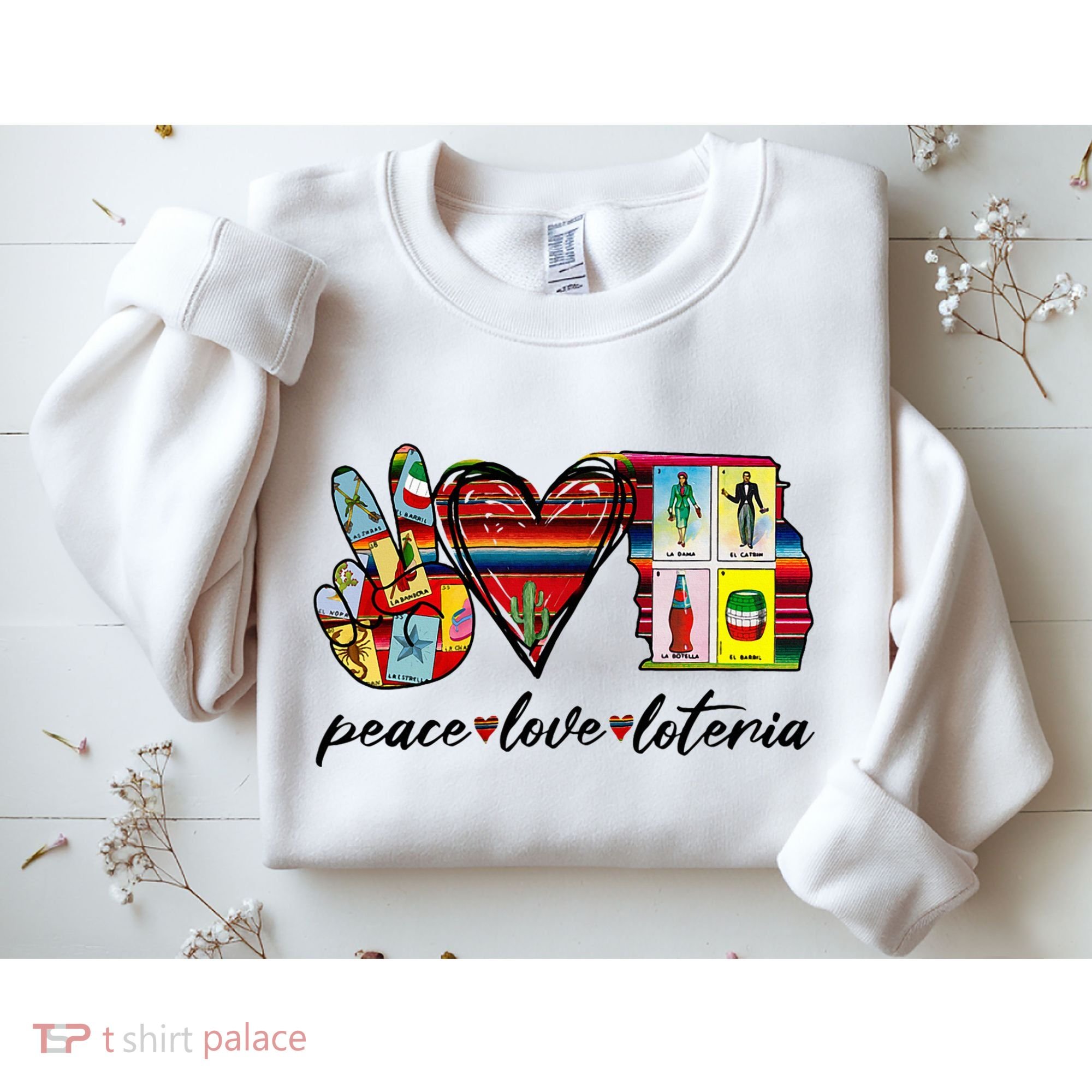 Peace Love Lottery Mexican Bingo Cards Latina Power Mexicana Sweatshirt