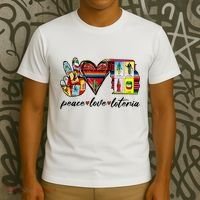 Peace Love Lottery Mexican Bingo Cards Latina Power Mexicana T-Shirt thumb 3