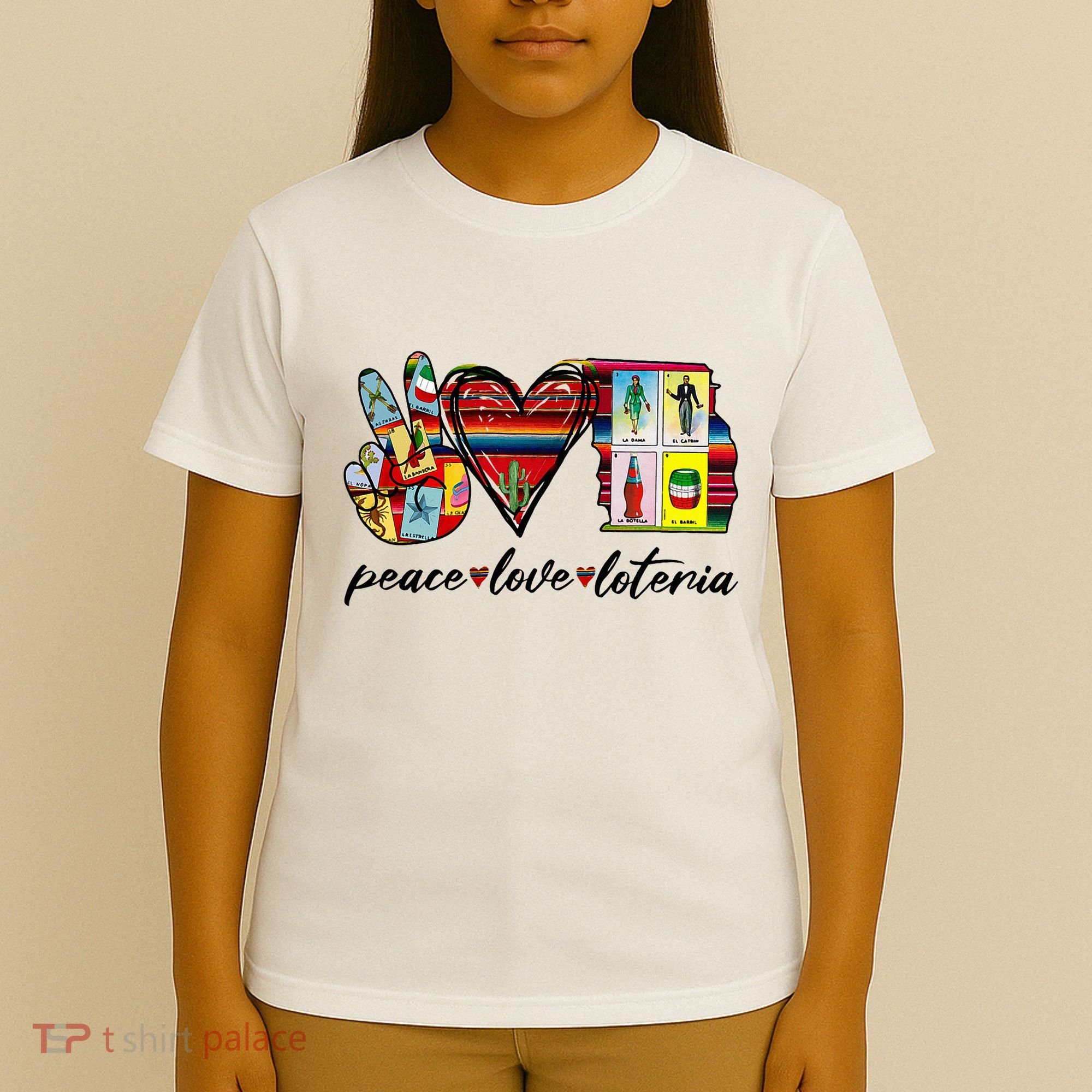 Peace Love Lottery Mexican Bingo Cards Latina Power Mexicana T-Shirt