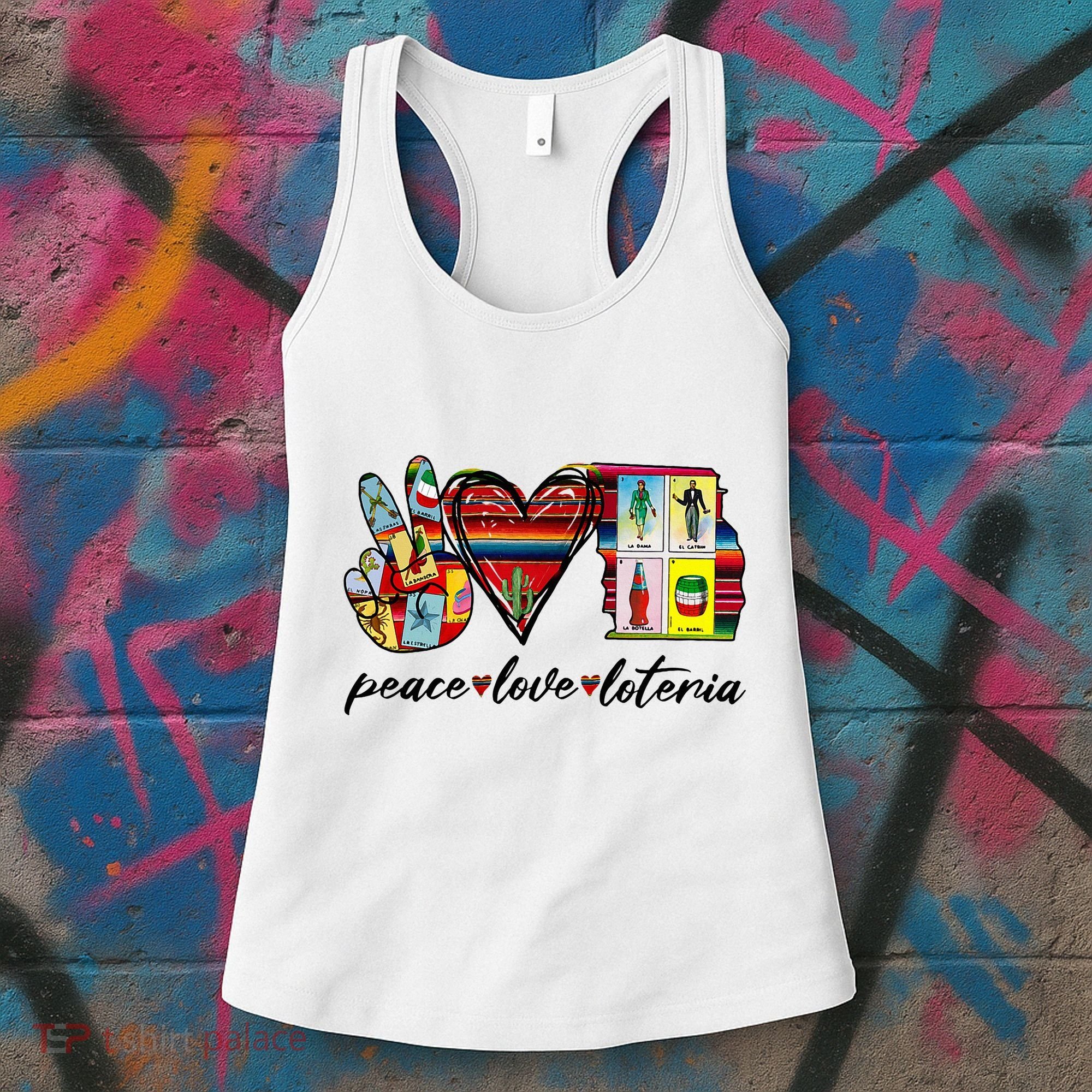 Peace Love Lottery Mexican Bingo Cards Latina Power Mexicana Women's Tank Top