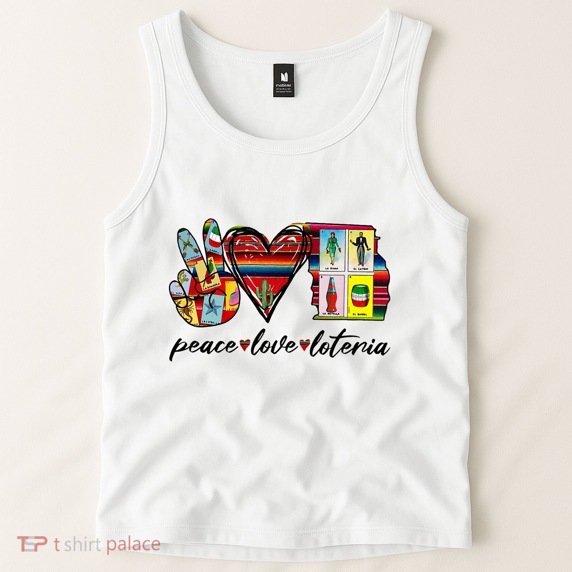 Peace Love Lottery Mexican Bingo Cards Latina Power Mexicana Tank Top