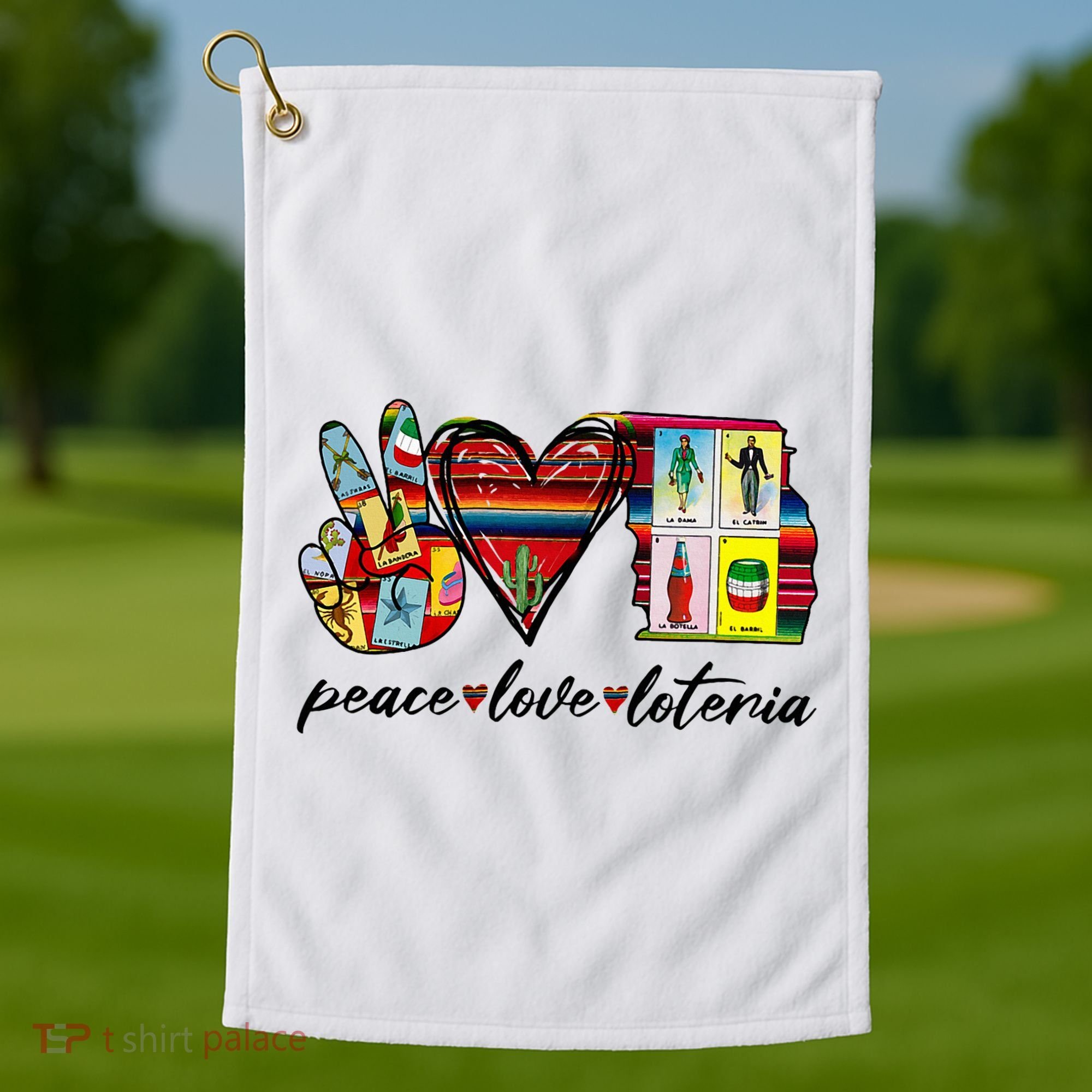 Peace Love Lottery Mexican Bingo Cards Latina Power Mexicana Golf Towel