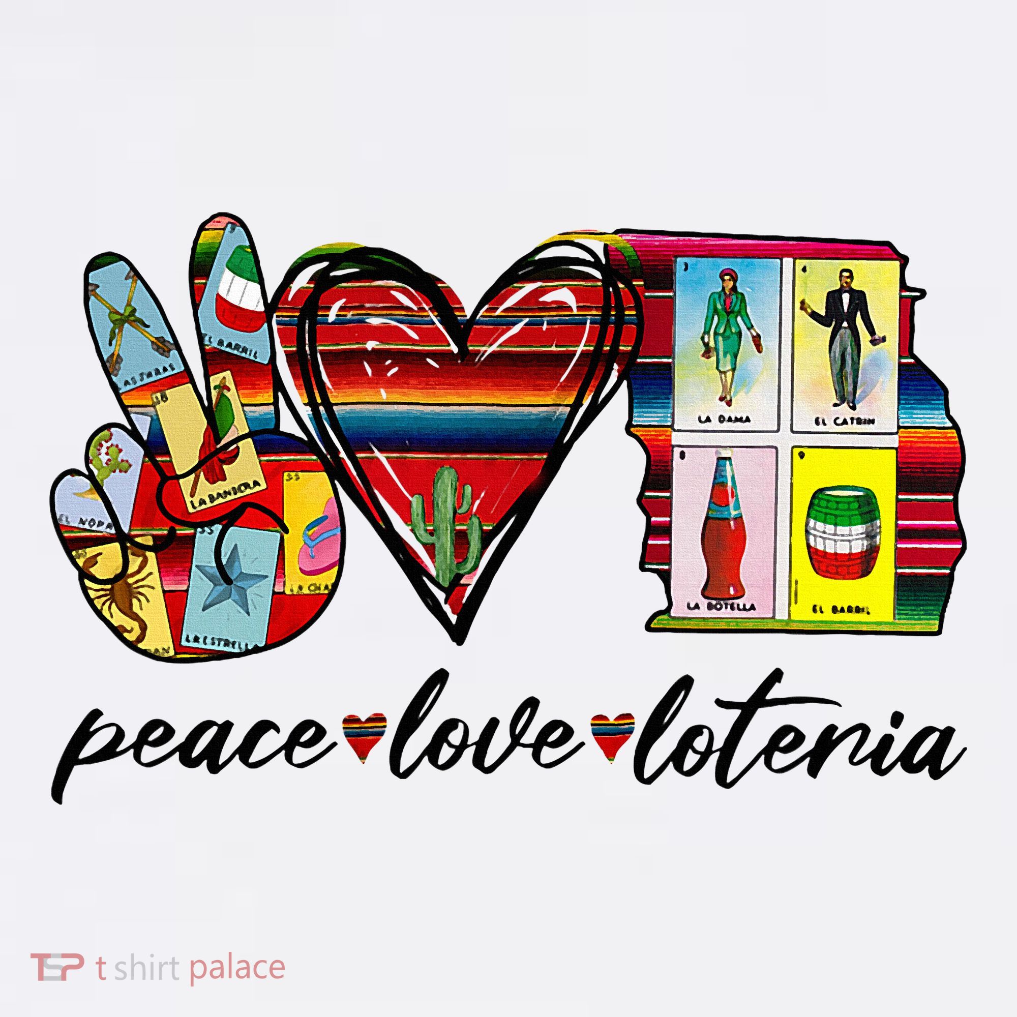 Peace Love Lottery Mexican Bingo Cards Latina Power Mexicana Kids T-Shirt