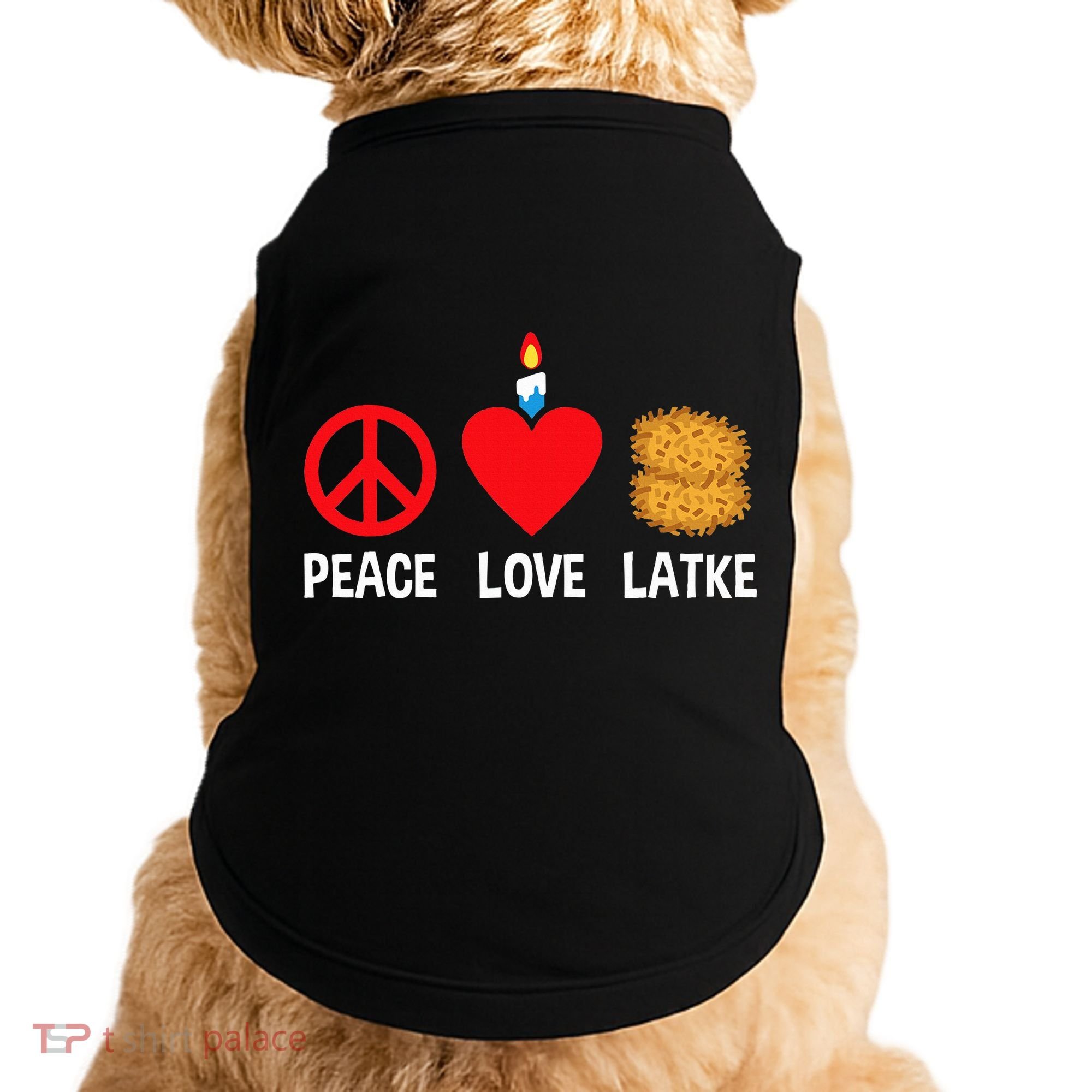 Peace Love Latke Menorah Lakes Happy Hanukkah  Doggie Tank