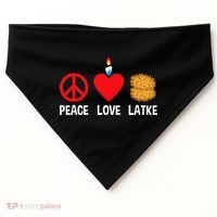 Peace Love Latke Menorah Lakes Happy Hanukkah  USA-Made Doggie Bandana thumb 0