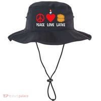 Peace Love Latke Menorah Lakes Happy Hanukkah  Bucket Hat thumb 0