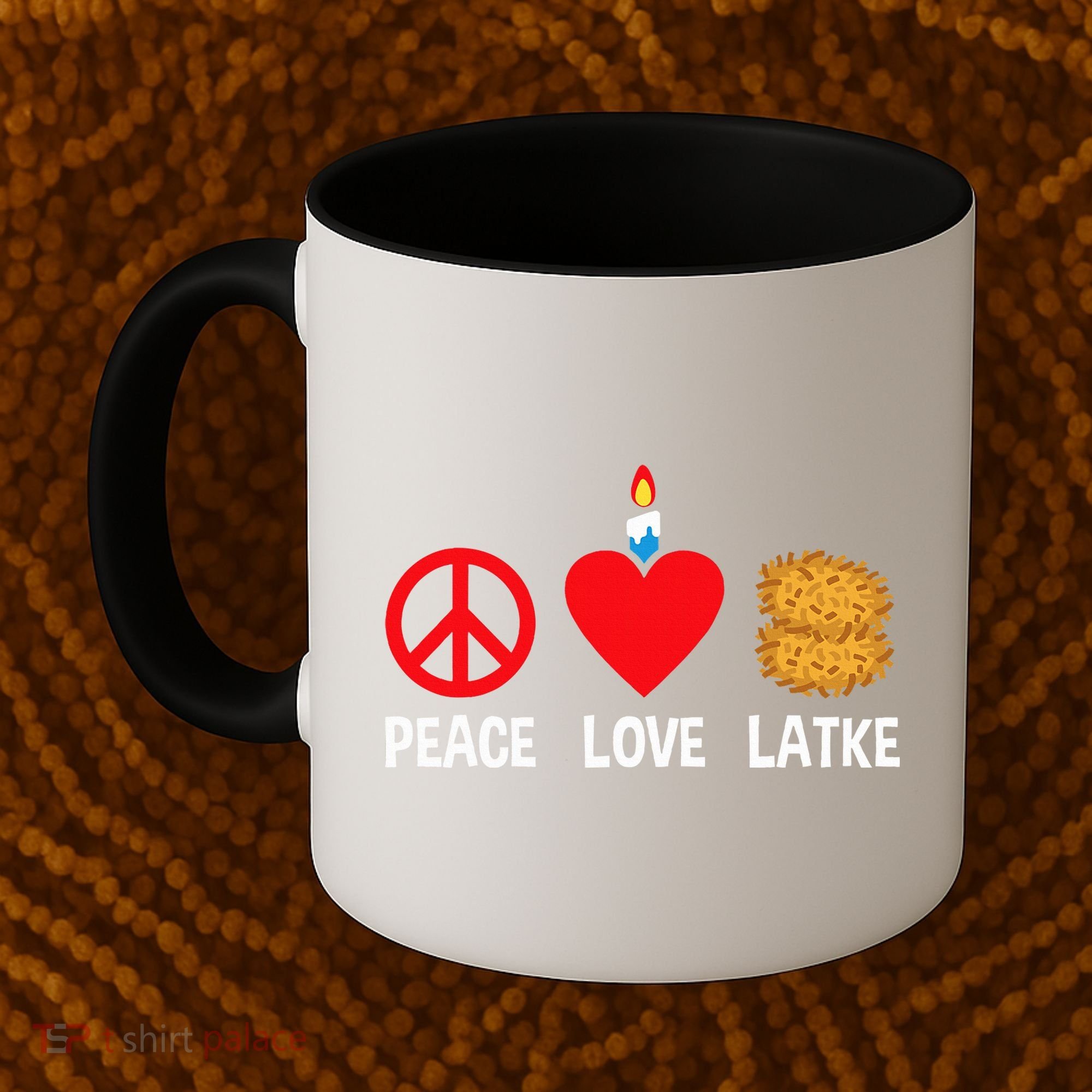 Peace Love Latke Menorah Lakes Happy Hanukkah  Coffee Mug