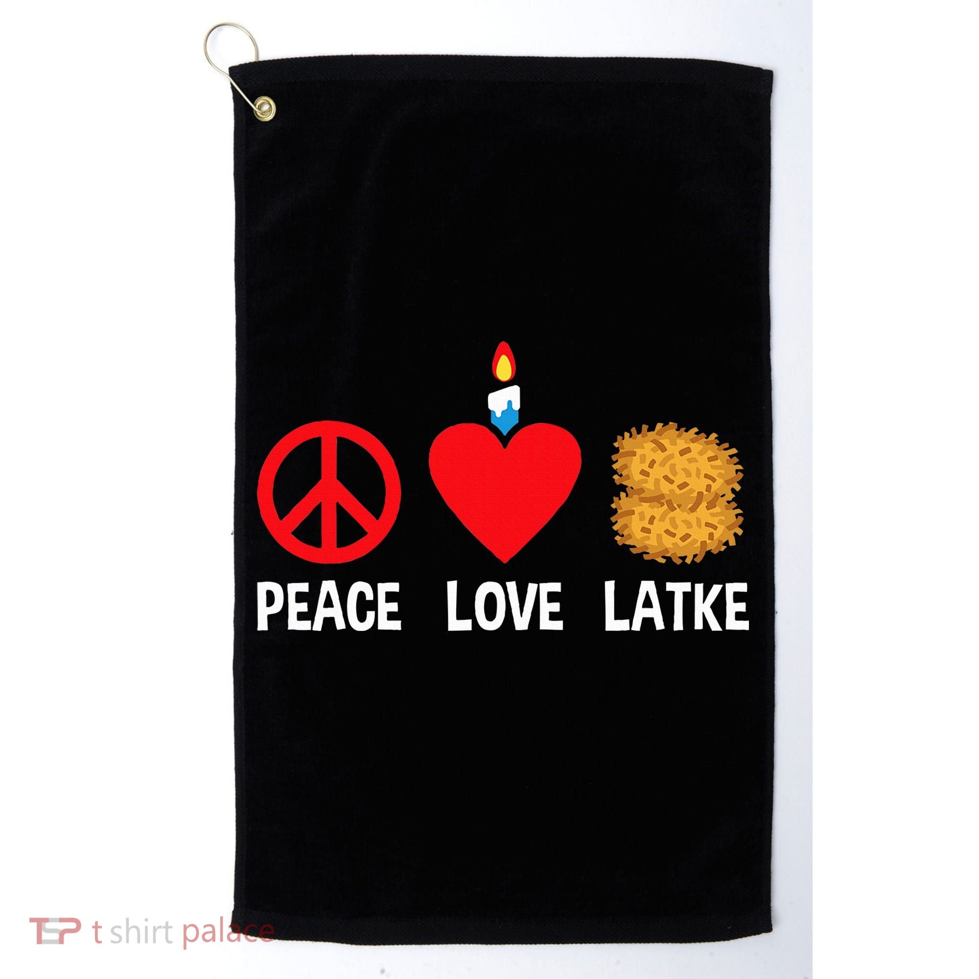 Peace Love Latke Menorah Lakes Happy Hanukkah  Golf Towel